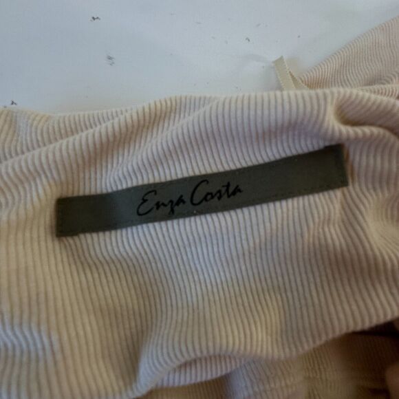 Enza Costa Sexy Cream One Shoulder Spaghetti Strap Ribbed Bodycon Mini Med - Picture 6 of 11